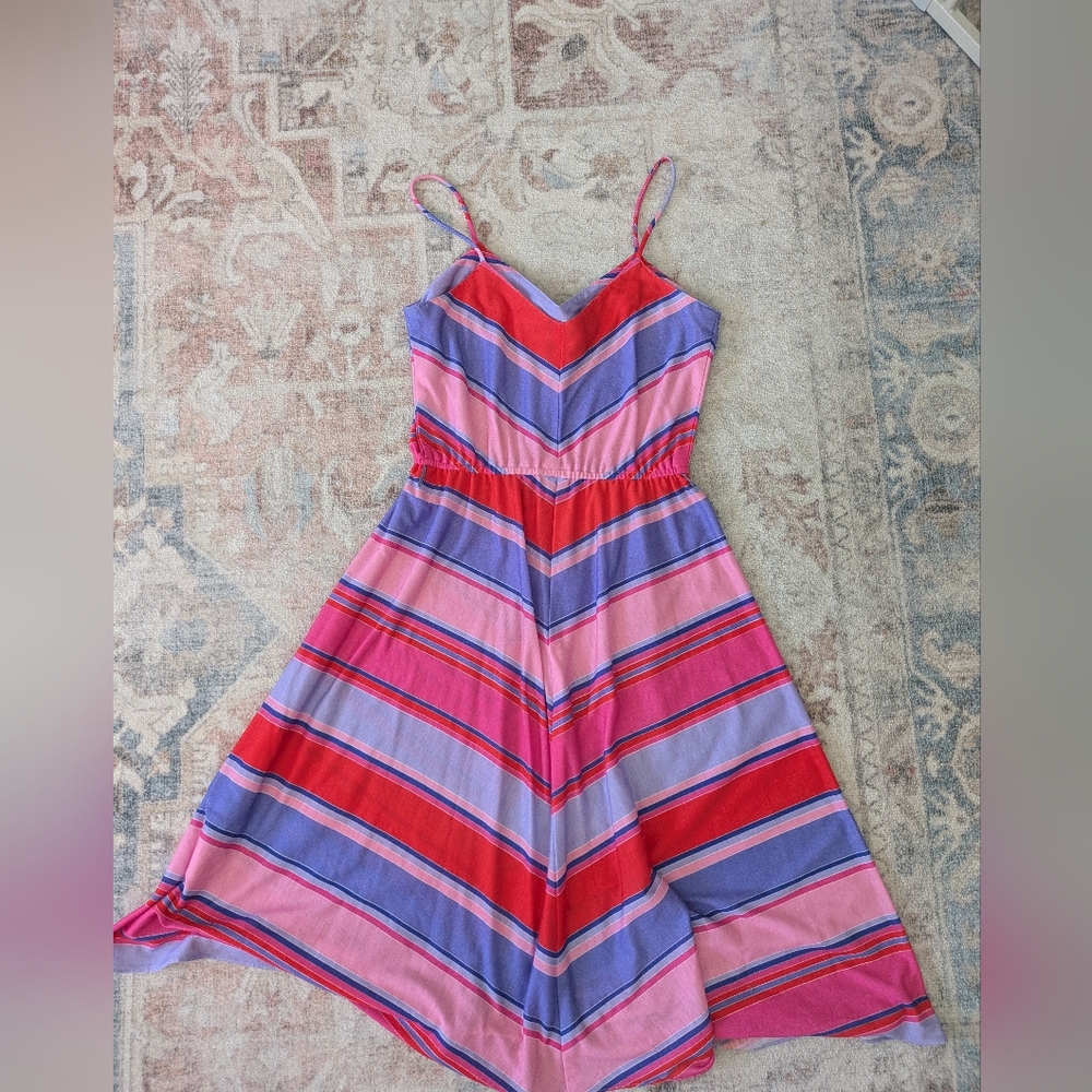 Vintage 1970s Chevron Spaghetti Strap Dress